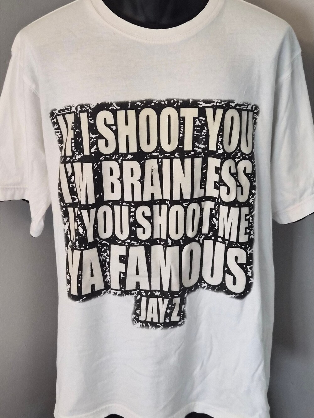 Vintage Jay-Z Tough City Graphic T-Shirt Men's L White Hip Hop Rap Y2K